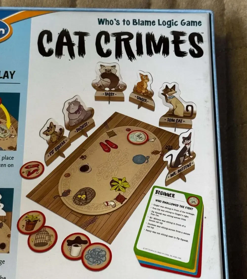 Thinkfun Cat Crimes Who's To Blame Logic Game Board Game Single Player